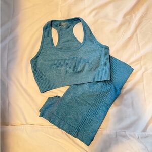 Seamless Blue Athletic Set - Sports Bra & Leggings